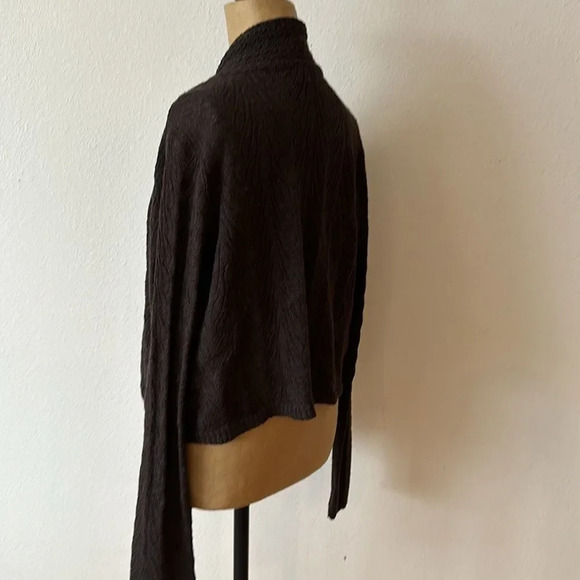Eileen Fisher XL brown knit cardigan open front beautiful weave great condition - Picture 3 of 8